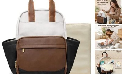 Small Diaper Bag - Baby Diaper Bag Backpack Mini Diaper Backpack Brown&white