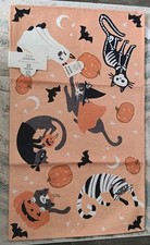 TK Maxx orange With Halloween cats design washable decorative rug mat New 