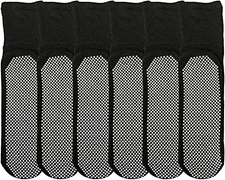 6 Pairs Yacht & Smith Loose Fit Gripper Bottom Diabetic Non-Skid Slipper Socks
