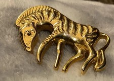 VTG Brooch Goldtoned Zebra 1.5 Inches Wide Very Good Condition