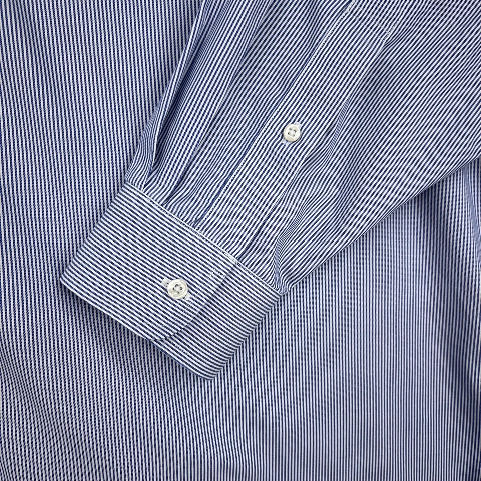 Camisa de vestir Jos A Bank para hombre 18-35 azul blanco a rayas abotonadas sin hierro clásica Foto 4 de 4