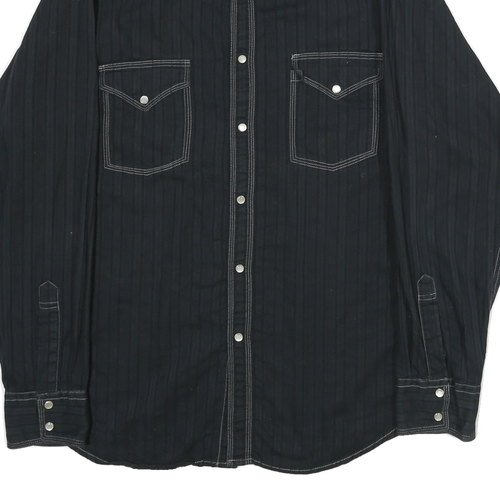 GUESS Mens Black Shirt XL Cotton Western Long Sleeve Button Front Casual - Picture 5 of 6