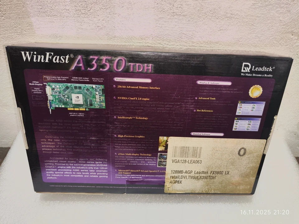 Leadtek GeForce FX 5900 LX 128mb OVP AGP super rare getestet Sammlerauflösung - Image 4 of 4