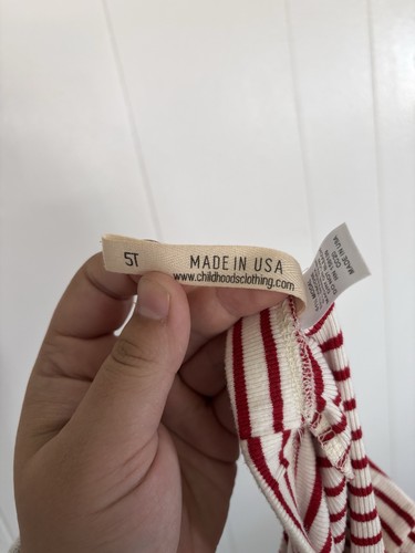 Childhoods Clothing Rib Knit Bamboo Pants Holiday Red Stripe Kids Size 5T - Picture 6 of 7
