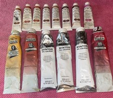 Lot of 7 Winsor  Newton Winton Oil Colour 200 ml 6.75 oz. Tubes France D1