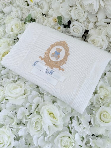 Personalised Baby Embroidered Blanket Shawl Newborn Gift