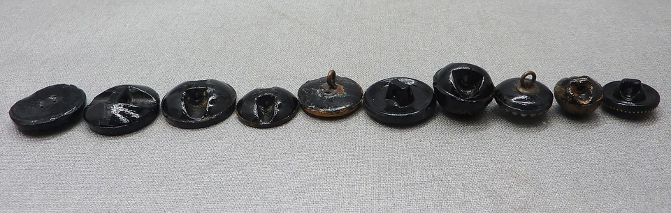 10 botones antiguos vintage de vidrio negro de 3/8" a 3/4" (juego 48) Foto 3 de 4