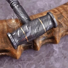 Handmade Damascus Steel Mini Hammer with Leather Sheath Collectible Tool