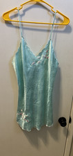 Women "Natori" aqua, 2 piece set-short nightgown/matching robe w/ sash. Size M.