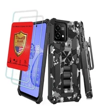 9H Motorola Moto G Stylus 5G Belt Clip Holster Phone Case Hybrid Cover Grey Camo