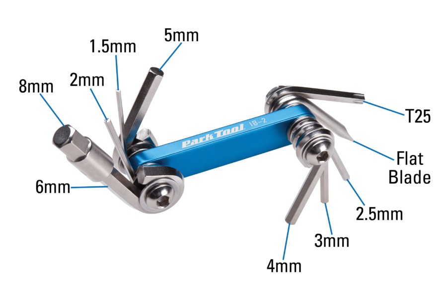 PARK TOOL IB-2  I-Beam Mini fold-up hex, screwdriver and star shaped wrench set