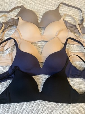 Lot of 5 Women s 34C Wireless Padded T-Shirt Bras Solid Multicolor Nylon
