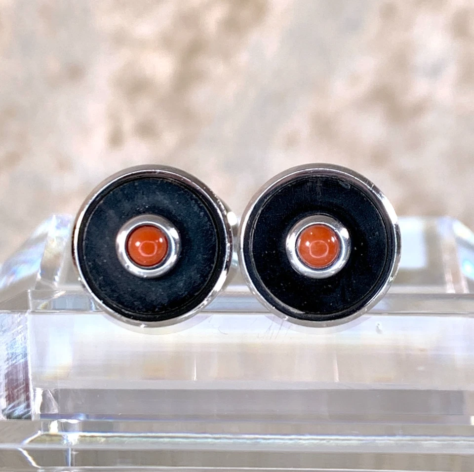 Gemelos Cartier Diabolo Plata de Ley 925 y Gema Roja con Estuche Foto 4 de 4