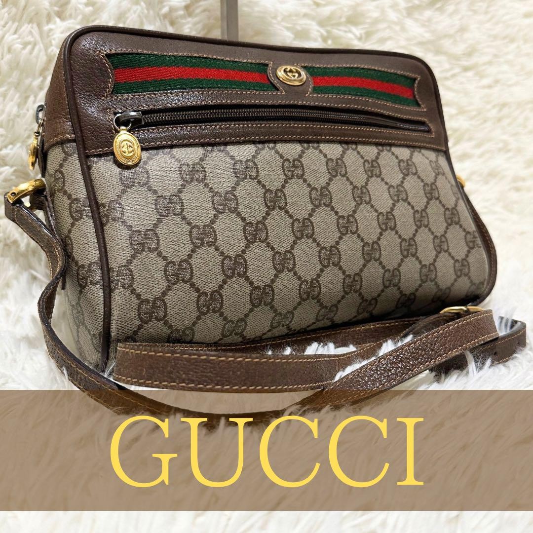 GUCCI Sherry Line Shoulder Bag in Beige PVC Authentic G07253707