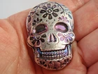 2 OZ 999 FINE SILVER HAND POURED BAR DAY OF THE DEAD SUGAR SKULL COLORED