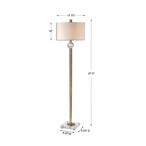 Uttermost Mesita Metal Crystal and Fabric Floor Lamp in Brass/Off White - Picture 3 of 3
