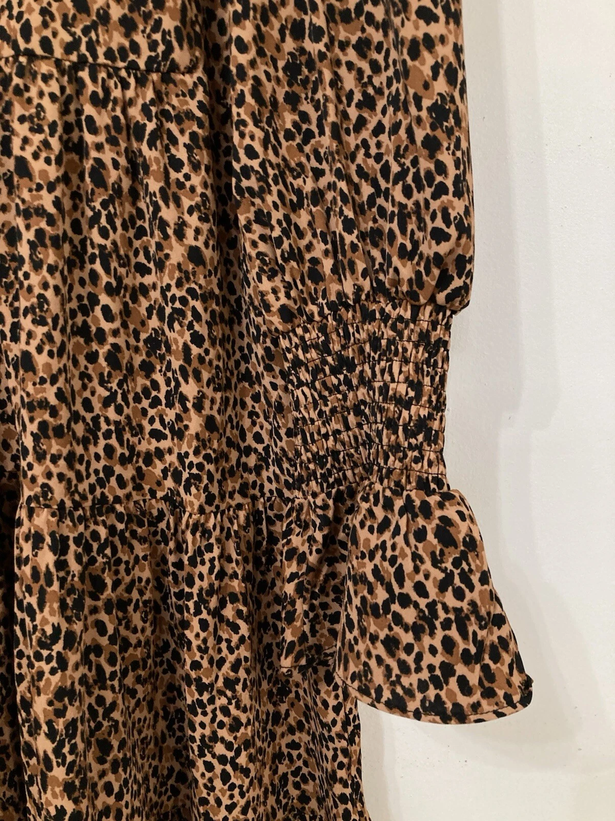 Abito Kenzo leopardato Tuckernuck Pomander Place taglia XS scollo a V a strati marrone