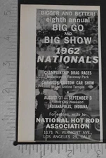 1962 Print Ad National Hot Rod Association Indianapolis Indiana Big Show car art