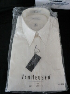 van heusen fitted satin stripe dress shirt Van Heusen Fitted Satin Stripe Men's Dress Shirt Button Down Fuschia Stripes  16