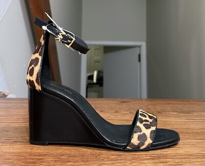 Michael Kors Fiona Wedge Shoes Natural Leopard Print Black Women s Size 6 New