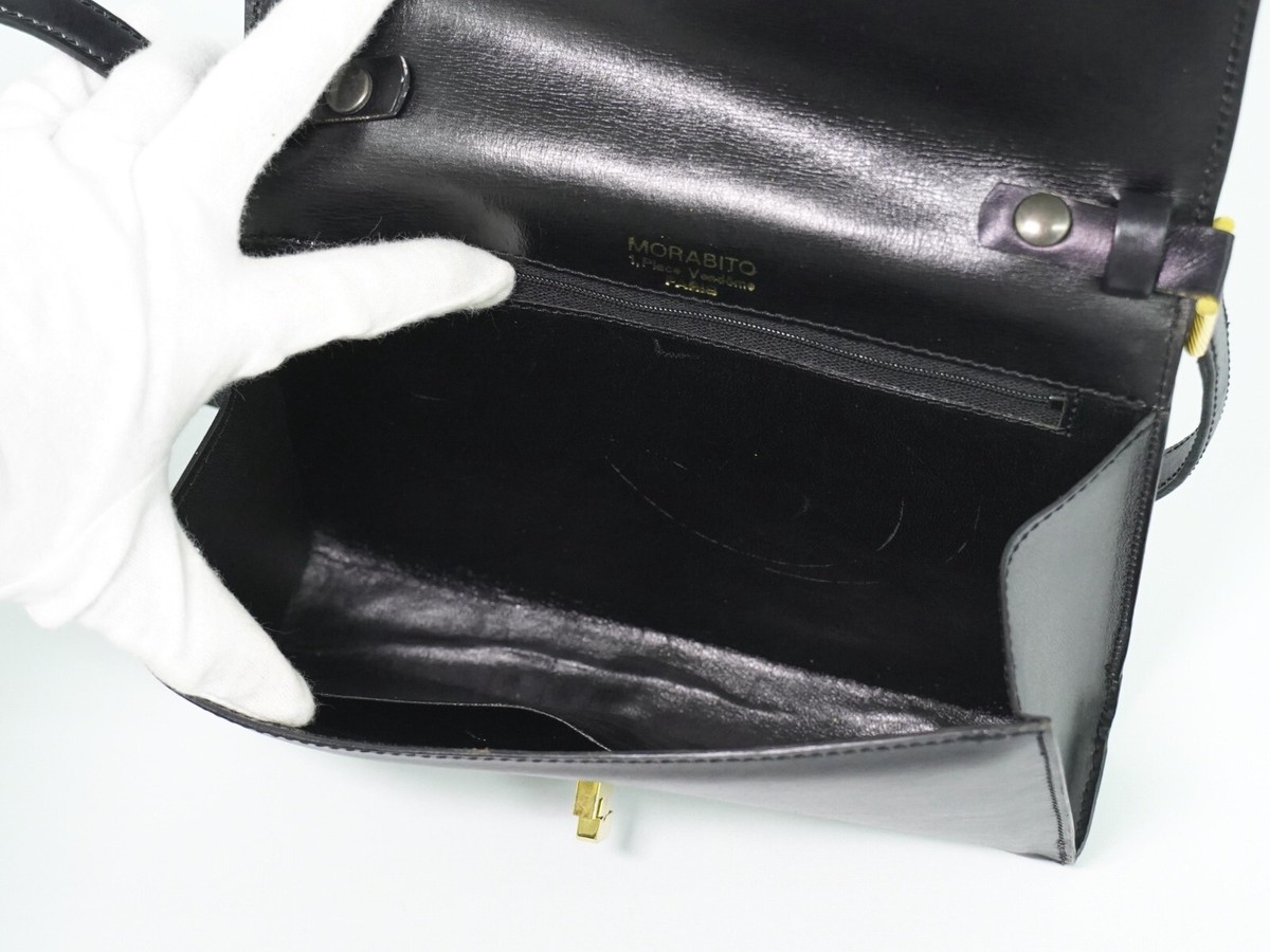 MORABITO Leather Shoulder Bag Black Gold | eBay
