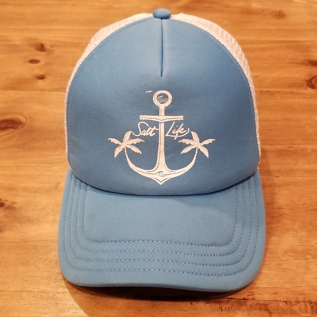 Salt Life Hat Cap Snap Back Mesh Foam Trucker Blue Anchor Logo Fish Fishing