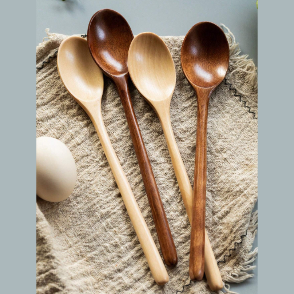9.25in 4 Longhandled Wooden Spoons Honey Spoons for Tea Coffee Stirring Spoon eBay