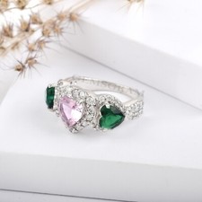 925-Sterling Silver Beautiful Gemstone Pink Quartz Heart-Shape Promise Love Ring