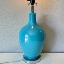 Blue Ceramic Jug Table Lamp, Pure Blue Porcelain Lamp