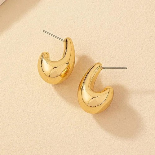 Elegant Chunky Dome Teardrop Earrings - Thick Stainless Steel Statement Jewelry - Picture 11 of 24