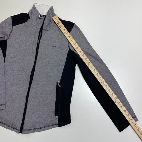 Chaqueta Lauren Ralph Lauren Mujer L Gris Rayas Elastizada Cremallera Completa Bolsillos Ligera - Imagen 13 de 14