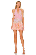 LoveShackFancy Cambria Halter Dress in Sunset Orange Ombre Sz. Medium