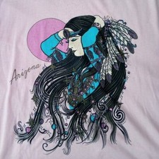 Vintage 90s Native American First Nations Arizona Sun Lady Woman T-Shirt