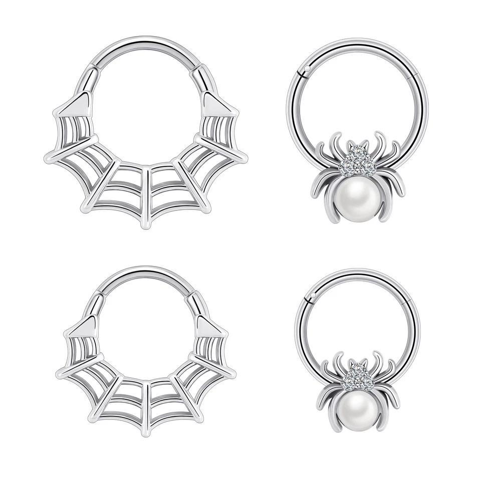 Anillo de tabique de acero quirúrgico 16G anillos de nariz aro con bisagras clicker de tabique 1 pieza Foto 4 de 4