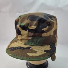 Men's Woodland Camo Cap Hat With Neck Flap Cover Multicolor Size 71/4