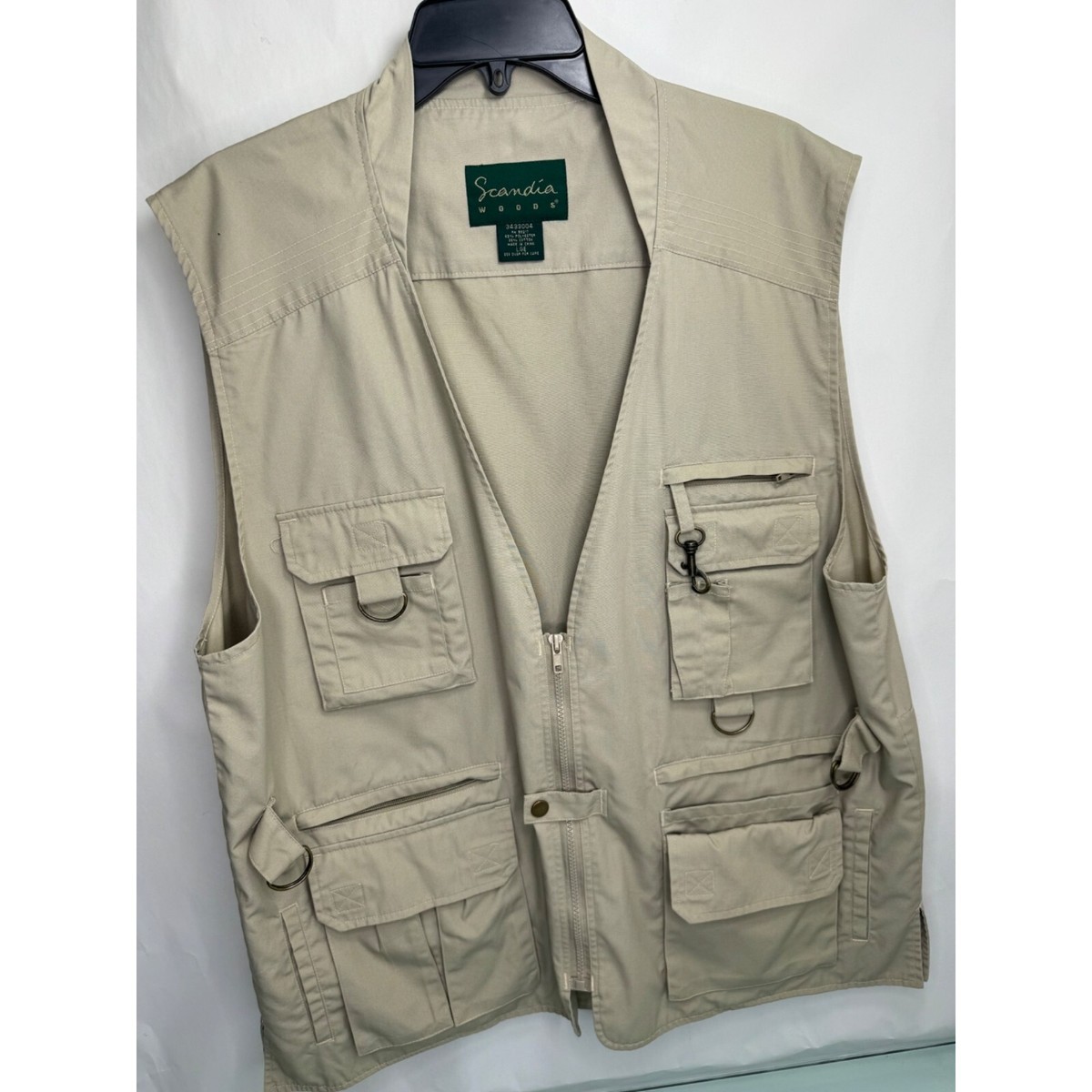 Scandia Woods Tactical Fishing Vest 2XL Beige Pockets Safari