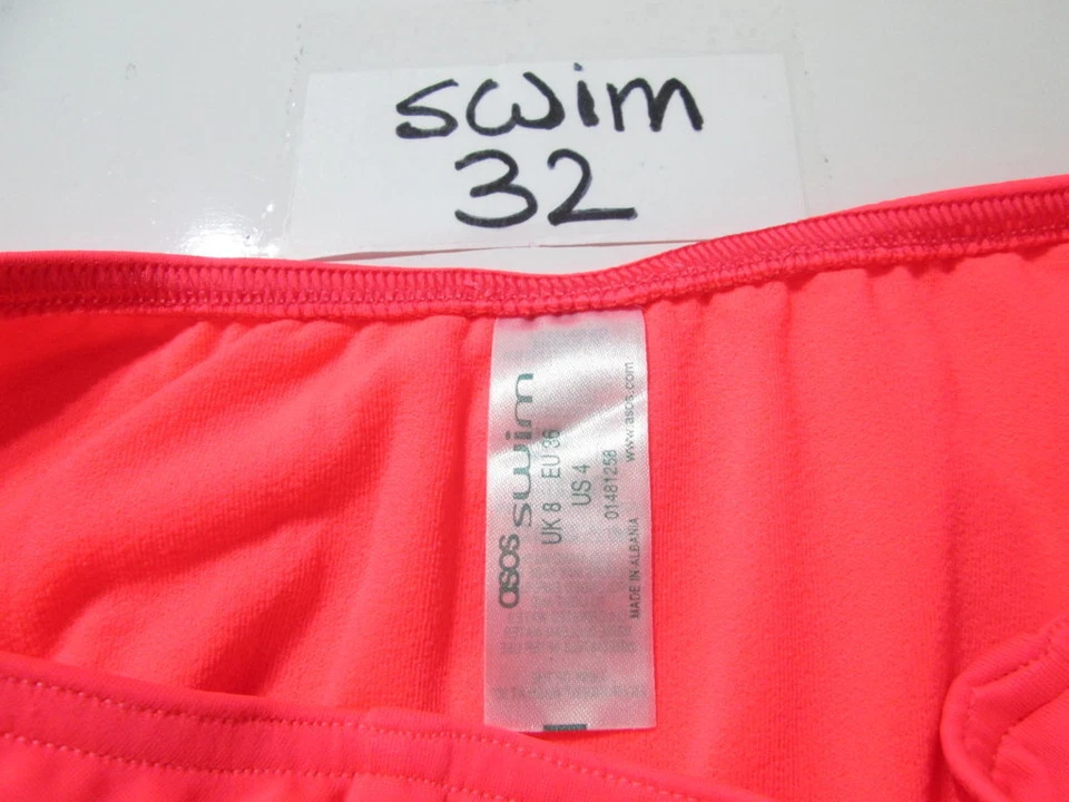 Parte inferior de bikini coral cintura alta acanalada lateral ropa de playa para nadar talla 4 de Asos para mujer Foto 4 de 4