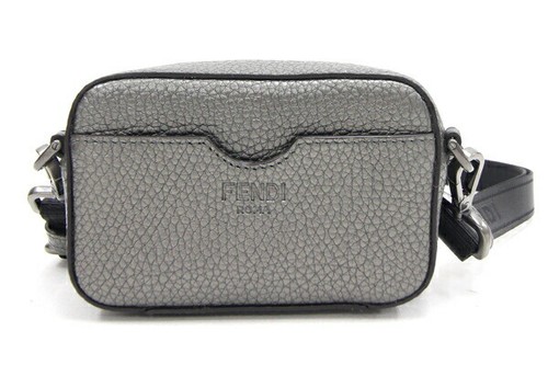 Fendi Shoulder Bag 7M0344 Gray Leather New Unused Mini Body Bag Men's - Picture 2 of 5