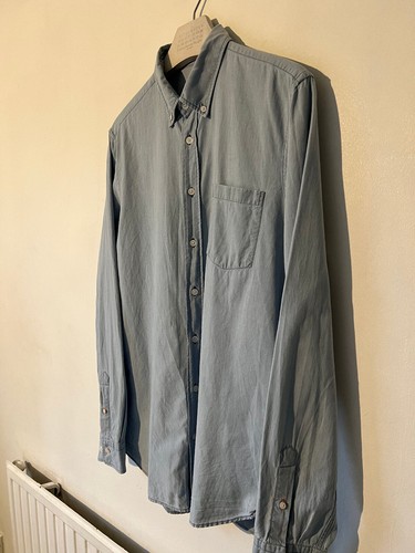 Spoke Chambray Shirt L Cycling Oxford Blue Slim Long Style Cotton 44" Commuter - Imagen 19 de 20