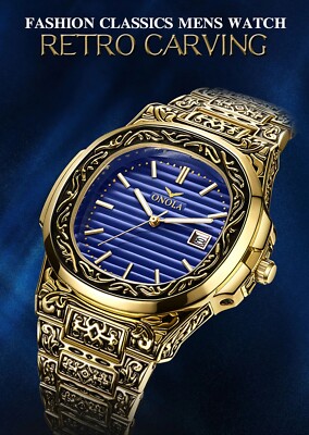 Fashion quartz watch men Brand ONOLA Retro golden stainless steel watch $$$  UK