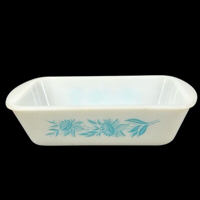 Vintage Glasbake Turquoise Milk Glass Bread Loaf Dish MCM