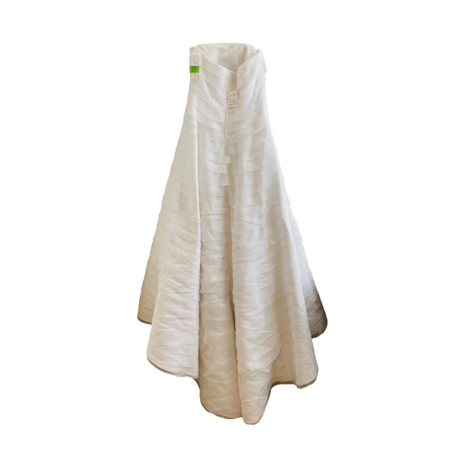 Vestido de novia de organza para mujer talla 8 David’s blanco sin tirantes hasta el suelo Foto 3 de 4