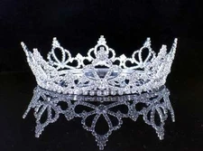 FULL CROWN CLEAR AUSTRIAN CRYSTAL RHINESTONE TIARA PAGEANT BRIDAL PARTY T11888