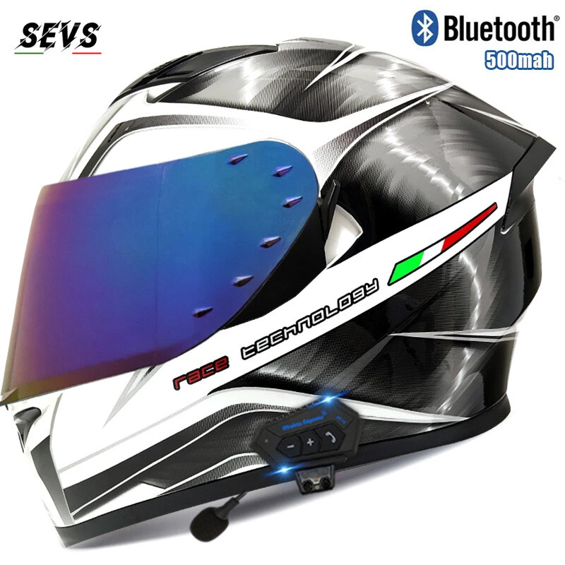 Motorcycle helmets with store bluetooth built in
