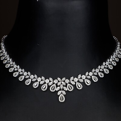 7.60 Ct. Natural I2/J Multi-Shape Diamond Wedding Necklace 14k