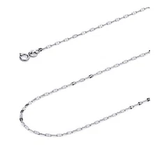 Wellingsale 14k White Gold Solid 1.7mm Twisted Mirror Chain Necklace