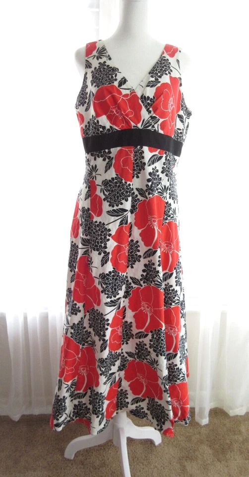 Jonathan Martin платье женщин 10 белый красный черный цветочный без рукавов кроссовер Топ - Изображение 4 из 4