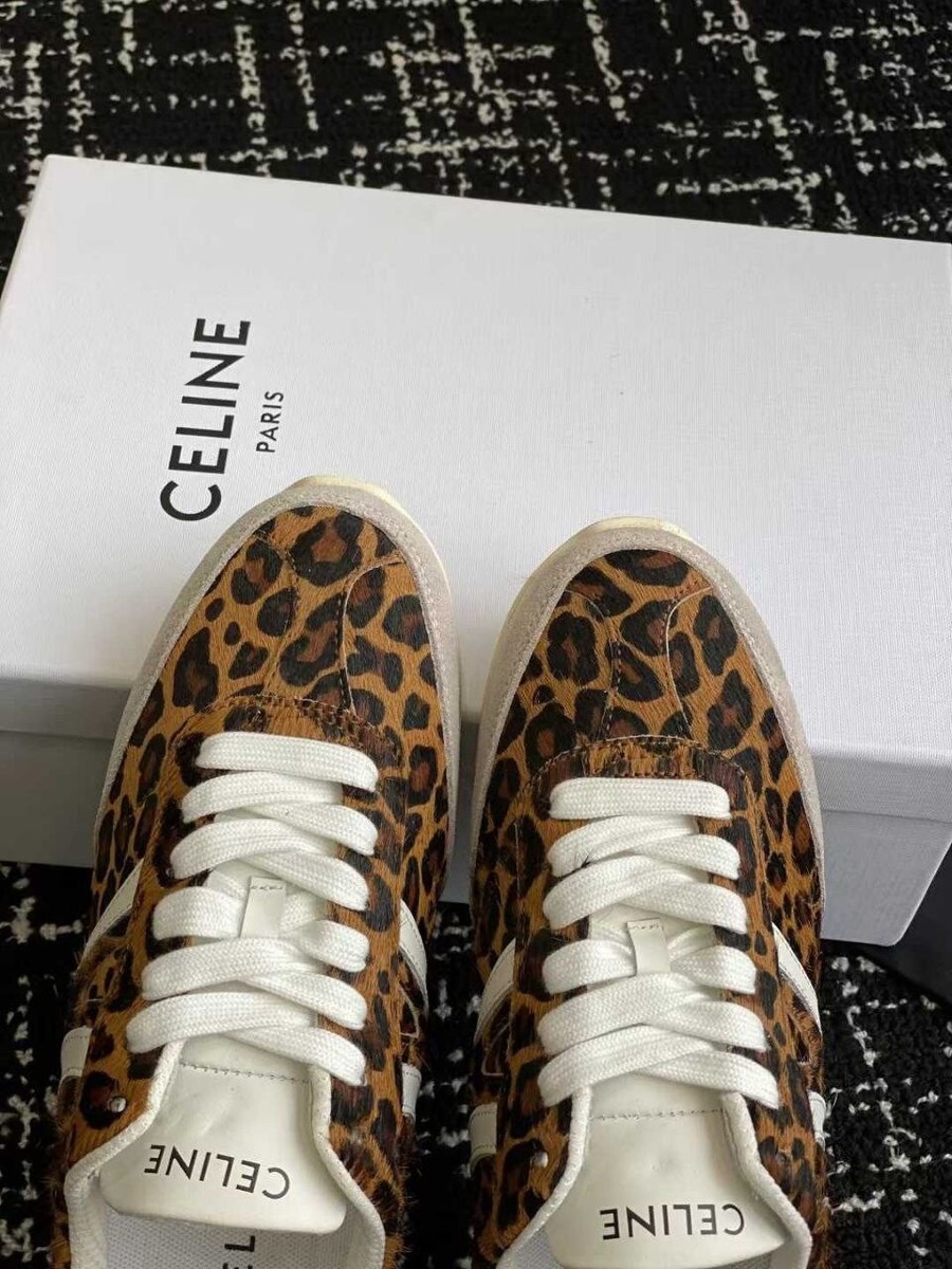 CELINE JOGGER LACE-UP SHOES IN CALF LEATHER WITH LEOPARD