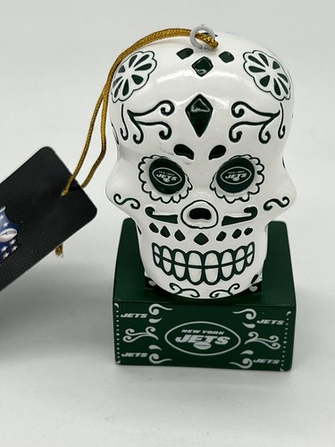 New York Jets Sugar Skull Day of the Dead Ornament NFL Team Sports America - Picture 2 of 4