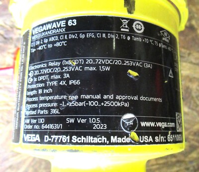 VEGA VEGAWAVE 63 VIBRATING LEVEL SWITCH Used Take Out U1